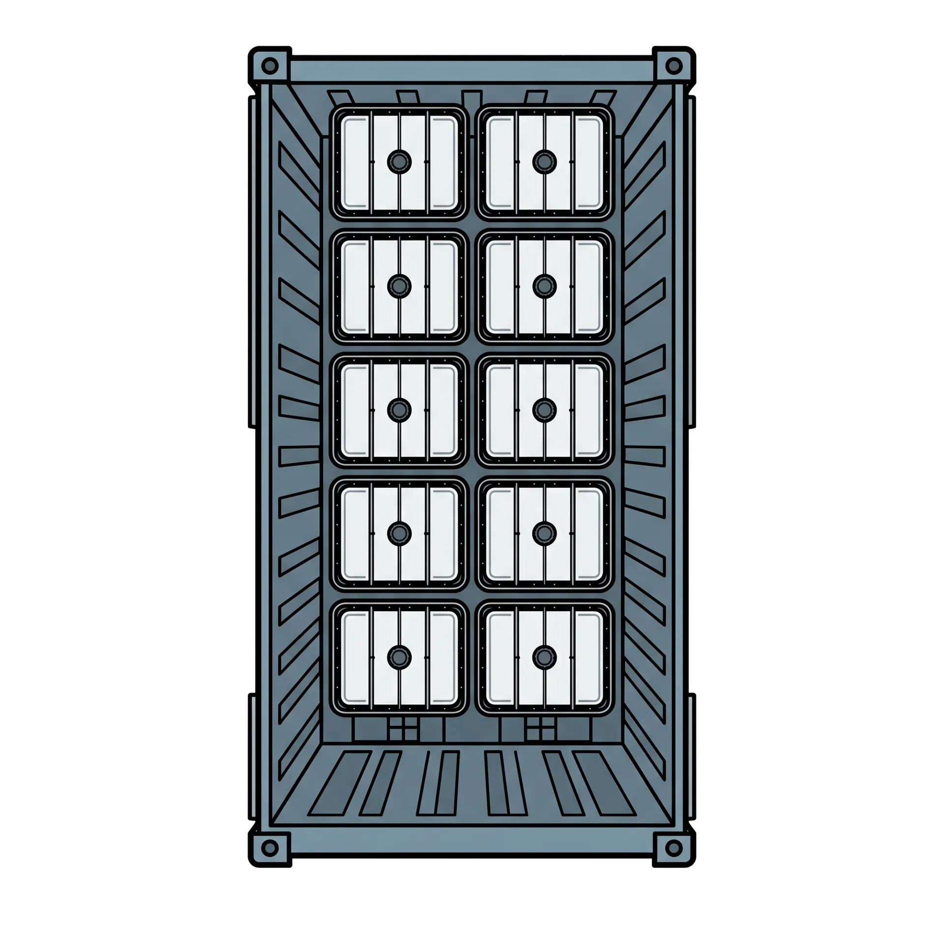 Mit IBCs beladener Container