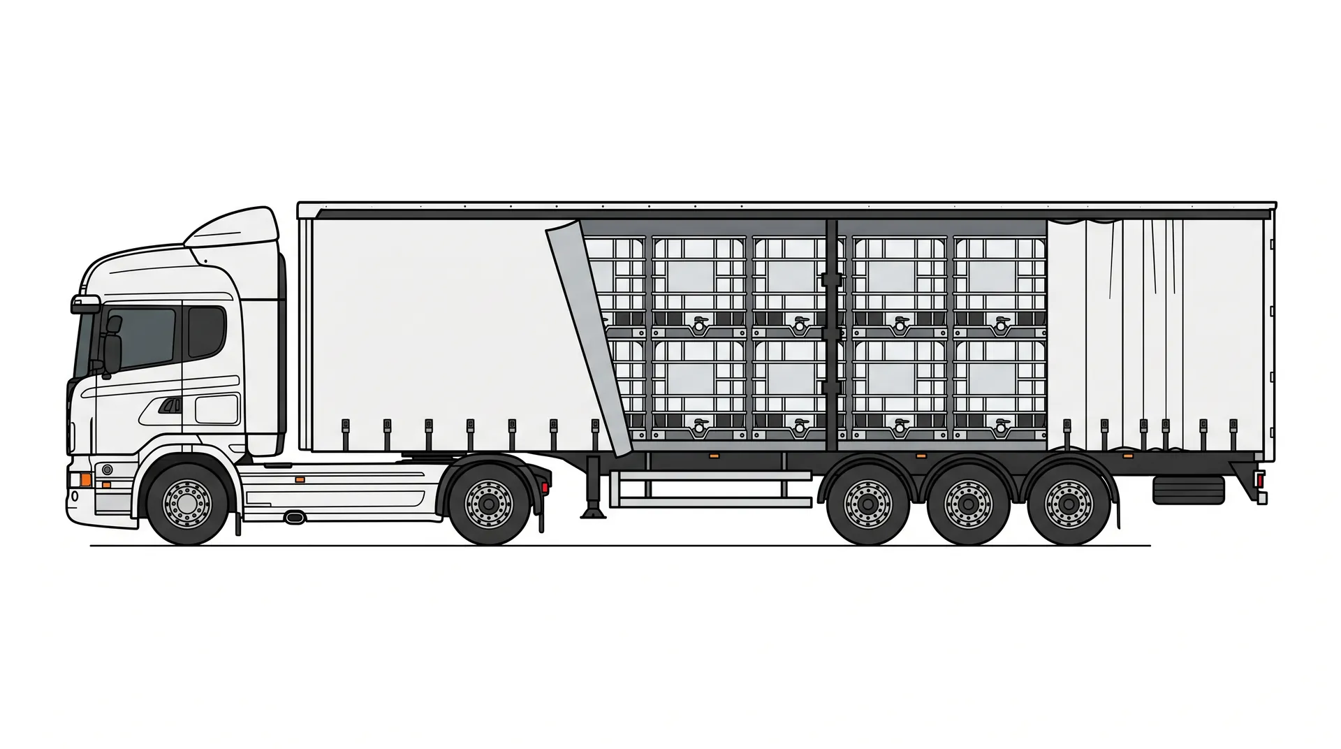 Mit IBCs beladener Lkw