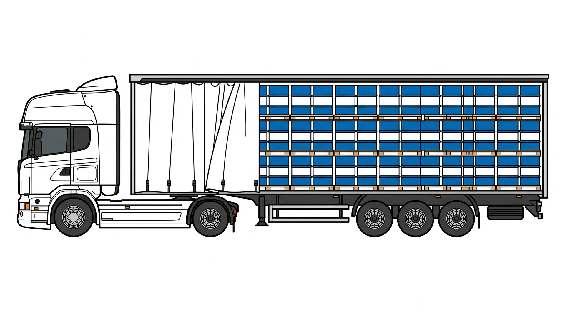 Mit Fässern beladener Lkw